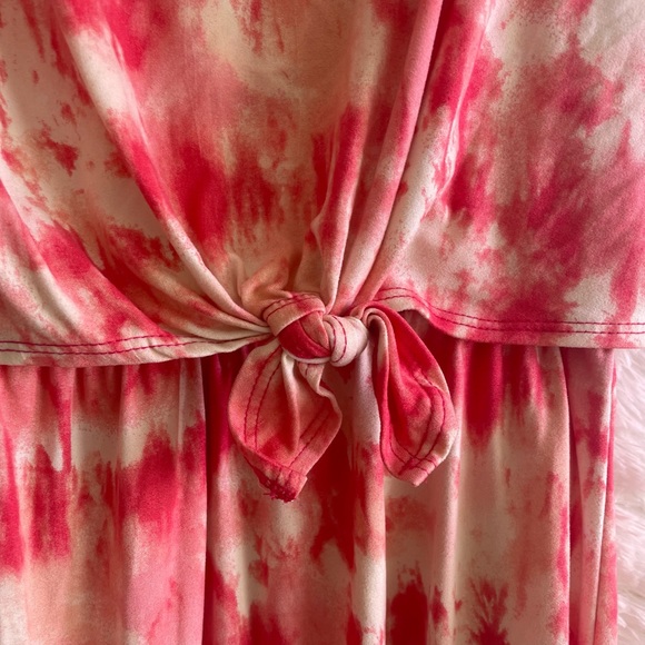 Pink and white tie die long dress! Super cute and perfect for the summer/spring! - Picture 3 of 5